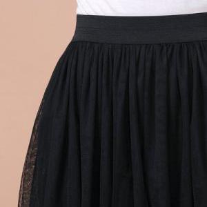Pleated Skirts Net Veil Render High Waist Skirt on Luulla