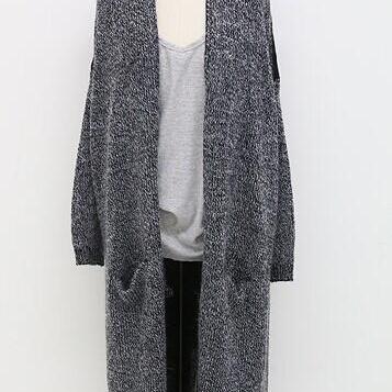Grey Loose Fitting Casual Knitted Cardigan Long Knitting Coat Sweater ...