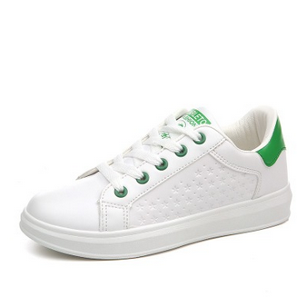 White Leather Lace-Up Trainers with..
