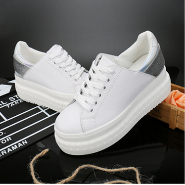 White Faux Leather Platform Sneaker..