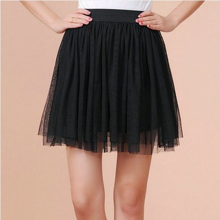 Pleated Skirts Net Veil Render High Waist Skirt on Luulla
