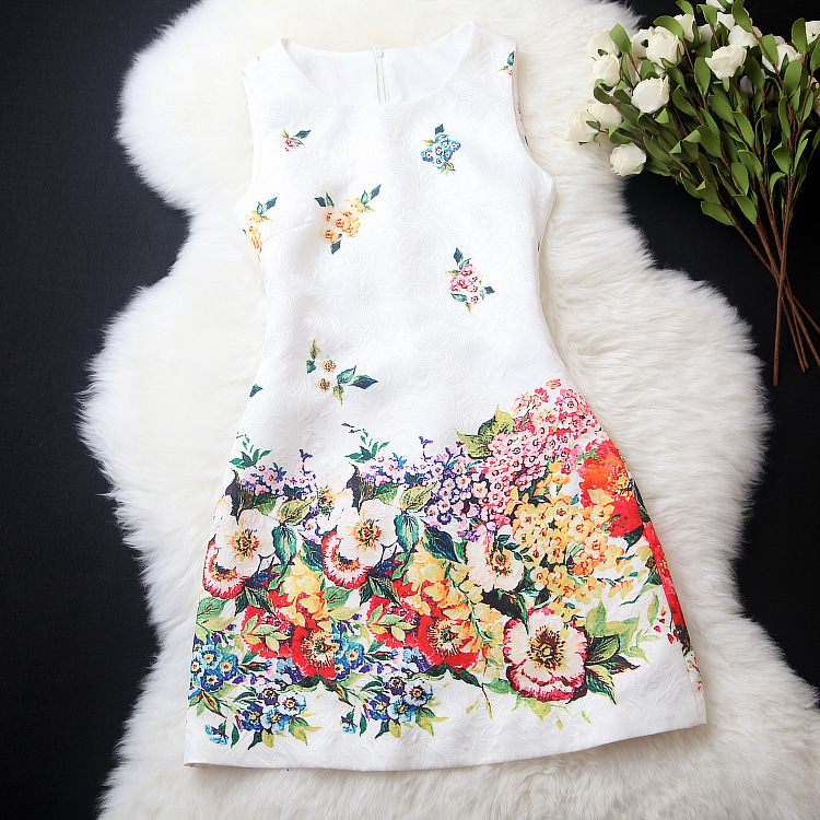 Printed Jacquard Embroidered Dress on Luulla