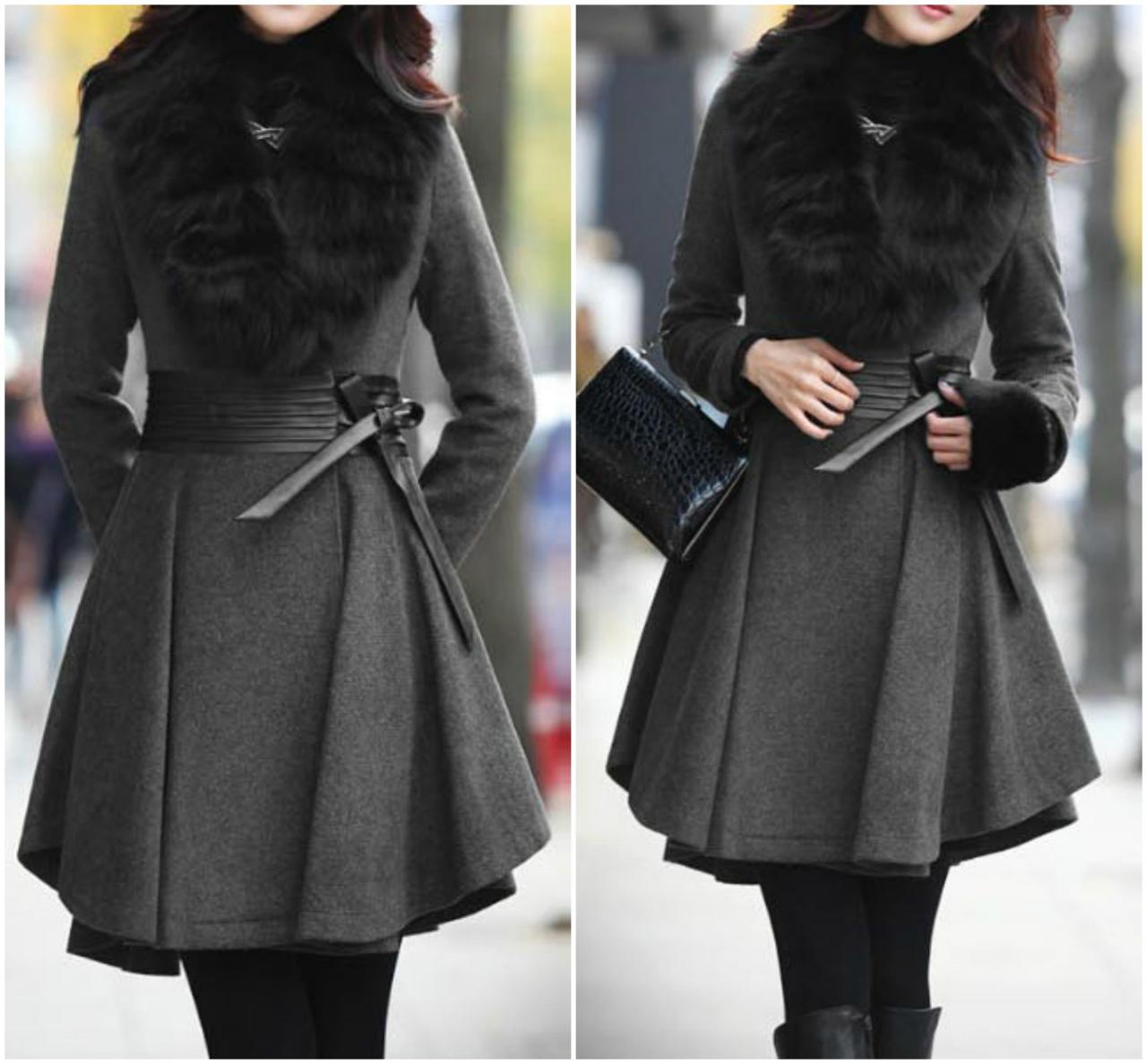 new look dark grey faux fur coat