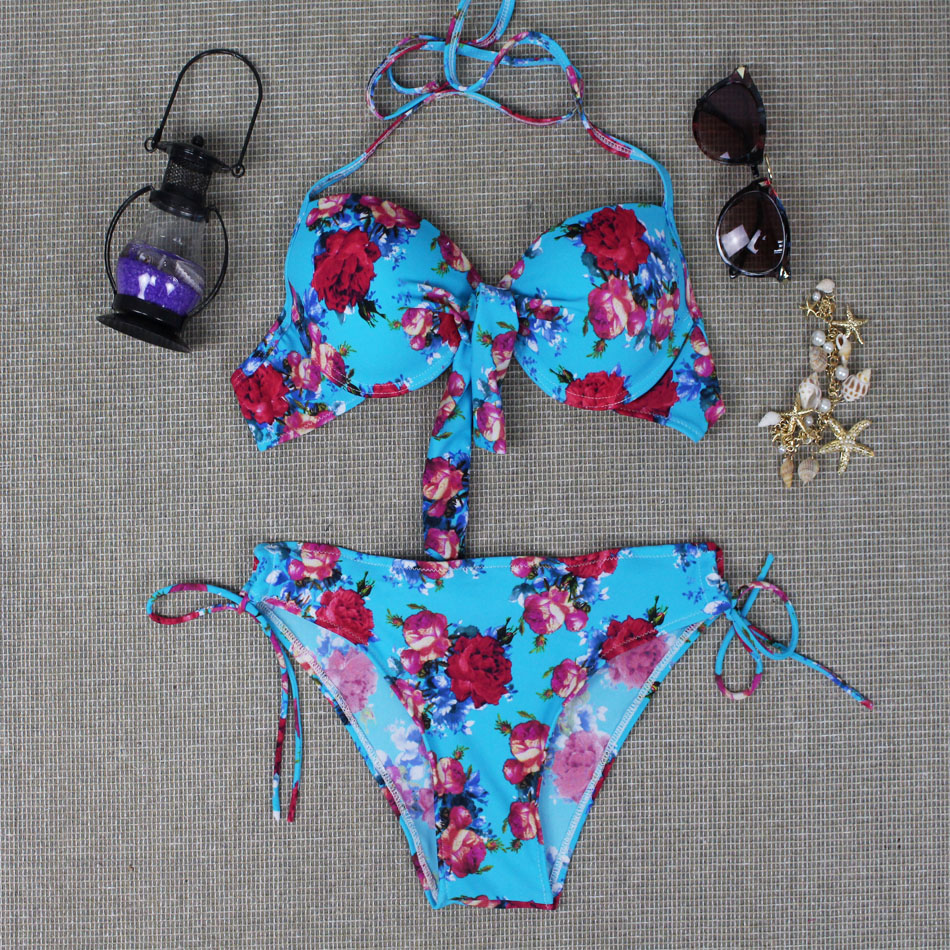 Womens Halter Bikini Set Boho Aztec Pattern Swimwear Bohemian Swimsuit ...