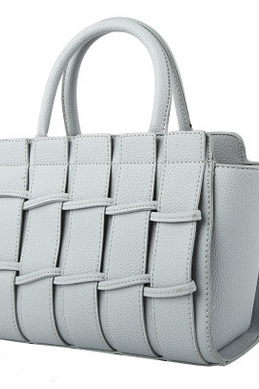 Pu Leather Cross Weave Tote Bag Handbag