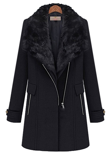 Vogue Long Sleeve Turndown Collar Winter Coat on Luulla