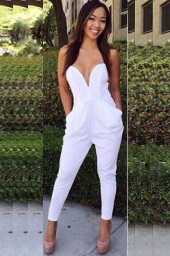 white jumpsuit with pockets